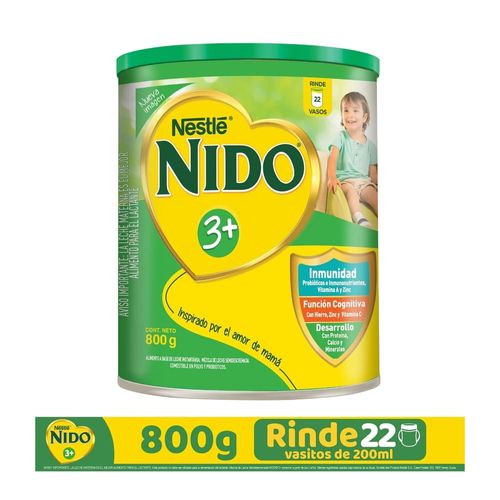 Leche Instantánea Nestlé NIDO 3+ Desarrollo Alimento Lácteo  Lata - 800 g