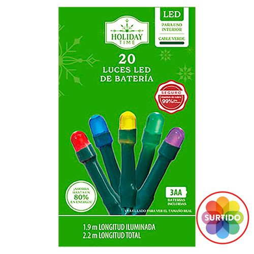 Mini luces LED Holiday Time para Navidad - 20 luces