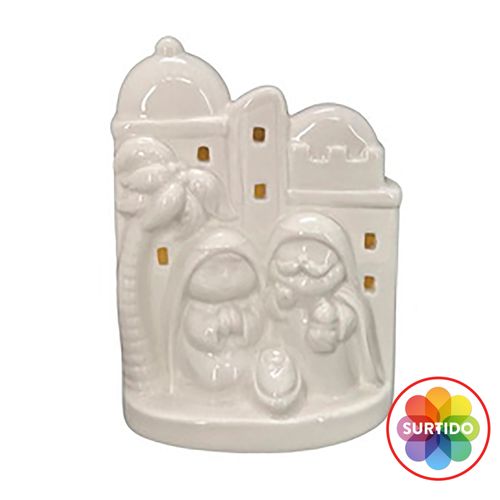 Adorno Holiday Time sagrada familia blanca