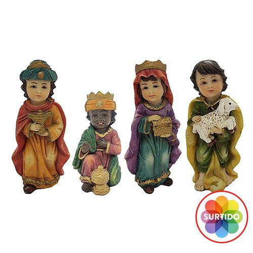 Adorno Holiday Time nacimiento reyes magos pastor diseño de niños - 9 cm