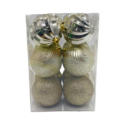 Esferas Holiday Time Doradas 80 mm - 12 Uds