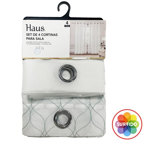 Cortinas y Persianas Haus Hs Set 4 Cortinas Transparente