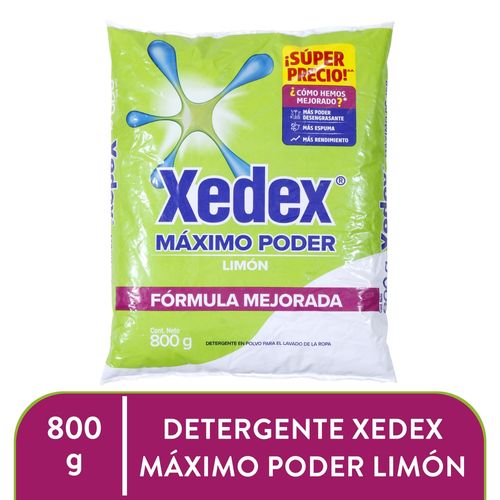 Detergente en Polvo Xedex Máximo Poder Aroma Limón - 800 g