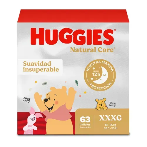 Pañales Huggies Natural Care 6/XXXG - 63 Unidades