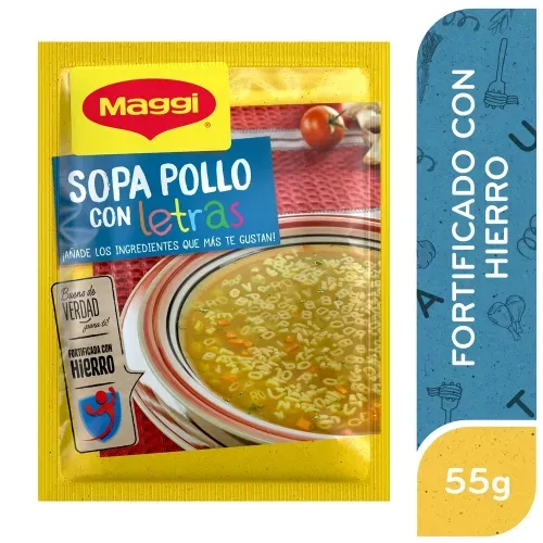 Sopa Maggi De Pollo  Con Letras Sobre, Fortificada Con Hierro - 55 g