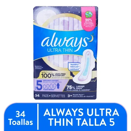Toallas femeninas Always ultra thin - 34 Uds