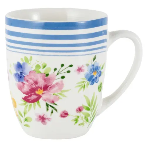 Taza Mainstays porcelana diseño floral -12 oz