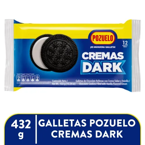 Galletas Pozuelo Cremas Dark 12 pack -432 g