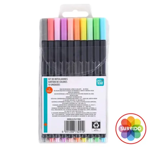 Rotuladores Pen Gear, Surtido de colores -10 pzas