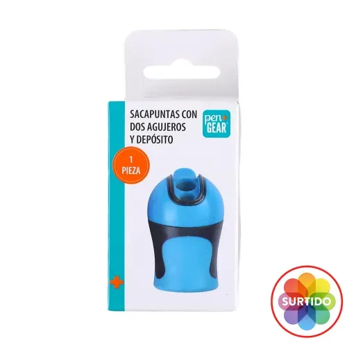 Sacapuntas Pen Gear, con dos agujeros y depósito, Surtido