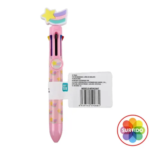 Boligrafo Retractil 6 Colores Unicornio