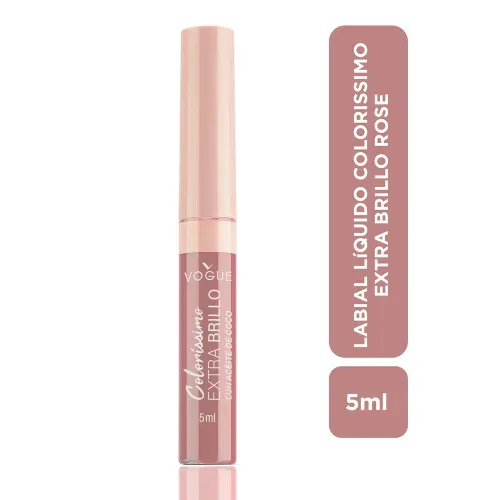Labial Líquido Vogue Colorissimo Extra Brillo Rose X 5 Ml