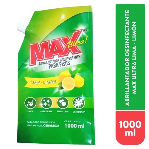Abrillantador Desinfectante Para Pisos Max Ultra Limón - 1000 ml