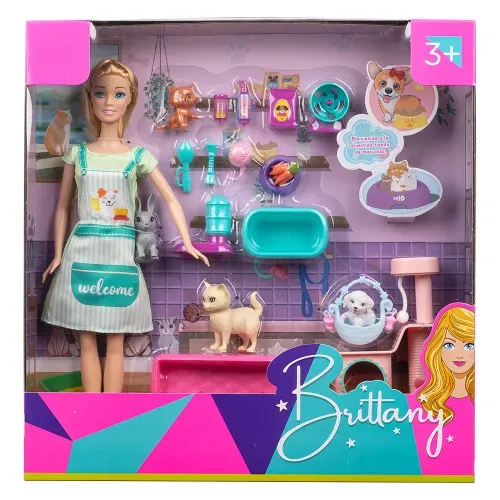 Muñeca Brittany aseo de mascotas con accesorios
