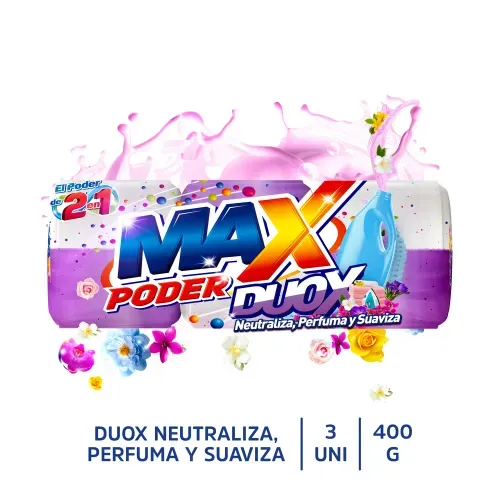 Jabón Max Poder Duox Lila 3 pack 400 g
