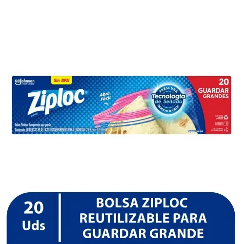 Bolsas Ziploc Reutilizables doble cierre grande - 20 Uds