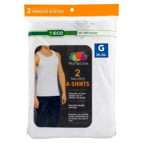Playera Marca Fruit Of The Loom Color Blanca De Tirantes Talla L 2 Pack
