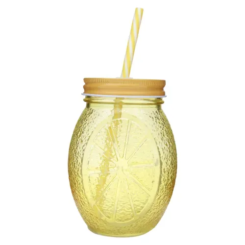 Mason Jar De Vidrio Forma Naranja 450ml