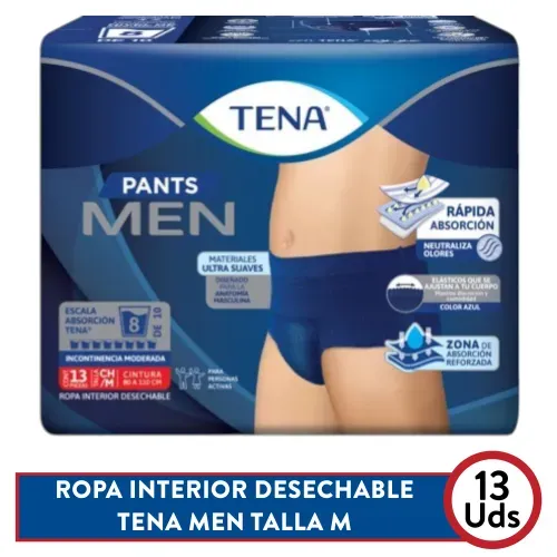 Ropa interior desechable Tena Pants Men rápida absorción talla M - 13 Uds