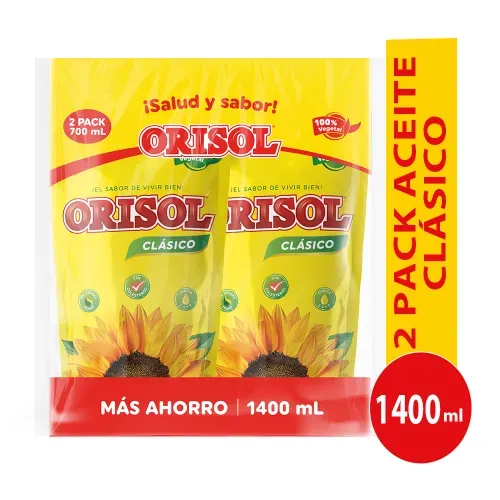 Aceite Orisol Clásico Bolsa 2 Pack - 1400 ml
