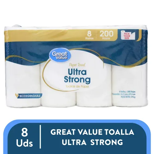 Toalla Great Value Ultra Soft - 8 Rollos
