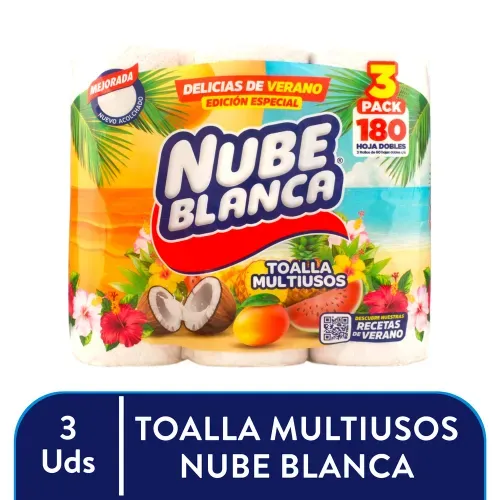 Toalla Nube Blanca Cocina 60 hojas - 3 Rollos
