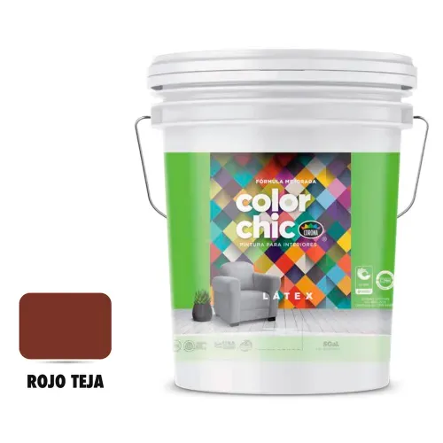 Pintura Latex Color Chic, Fórmula Mejorada Color Teja En Cubeta - 5 Galónes