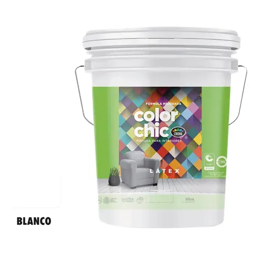 Pintura Latex Color Chic, Fórmula Mejorada Color Blanco En Cubeta - 5 Galónes