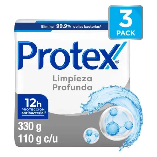 Jabón en Barra Antibacterial Protex, Limpieza Profunda, 3 Pack - 110 g