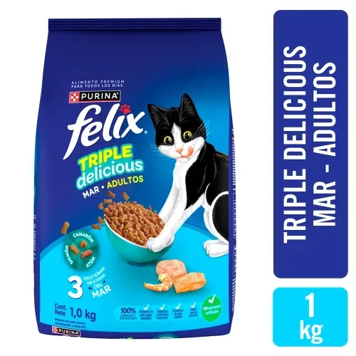 Alimento para gato Felix Gato Triple Mar  adulto  - 1 kg
