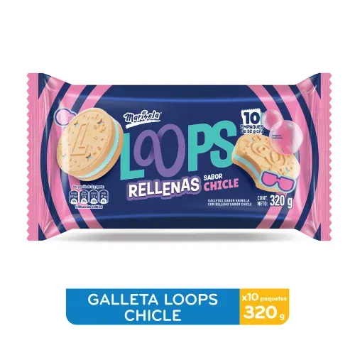 Galleta Loops rellena sabor chicle - 320 g