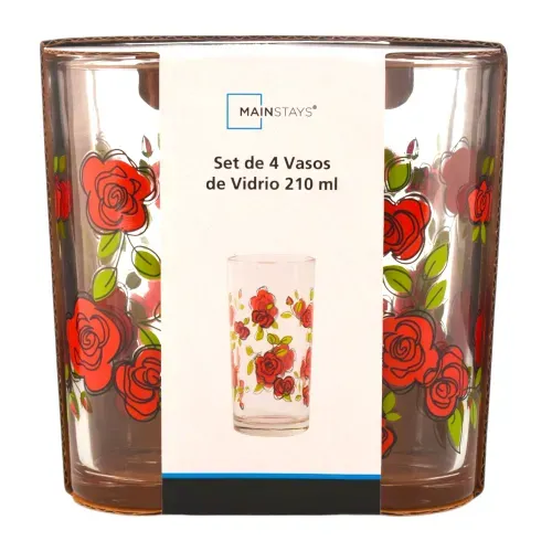 Ms Set De 4 Vasos De Vidrio 210 Ml