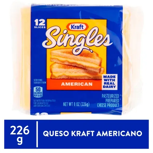 Queso Kraft tipo americano en rebanadas 12 Uds - 226 g