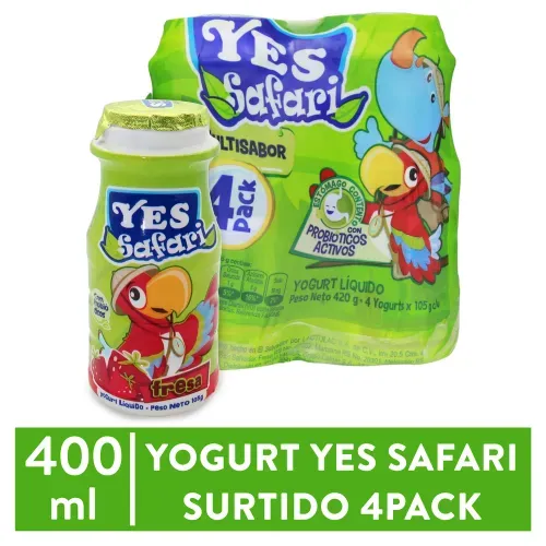Yogurt Yes Safari Surtido, 4 Pack  - 400 ml