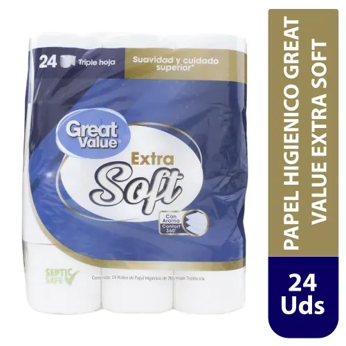 Papel Higiénico Great Value 3 PLY - 24 Rollos