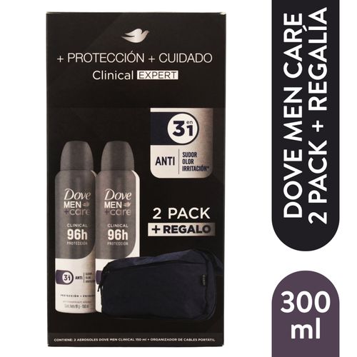 Desodorante Dove Clin 2 Pack más cosmetiquera - 300 ml
