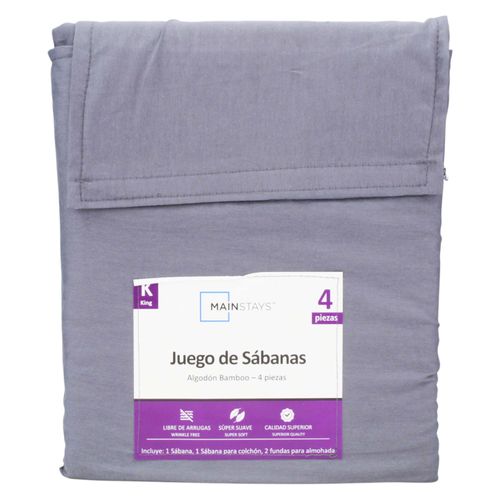 Ms Sabana De Algodon King Gris o