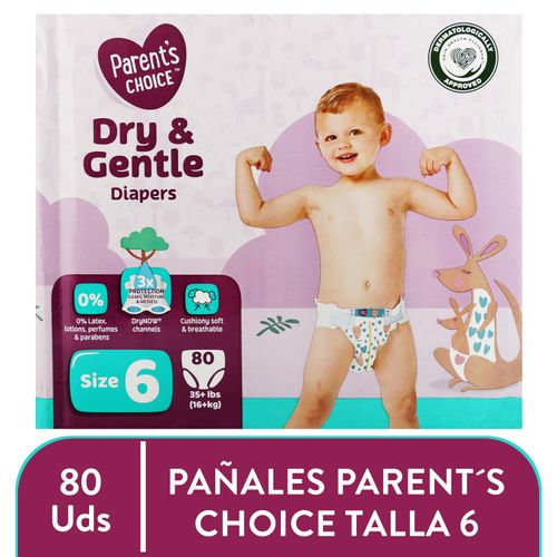 Pañales Parent's Choice Dry and Gentle T6 - 80 Unidades