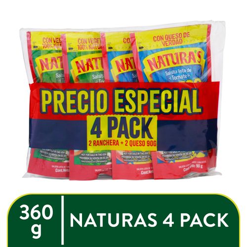 Salsa Naturas 4pack Ranch Ques 360 Gr