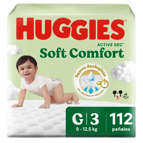 Pañales Huggies Soft Comfort Etapa 3/G - 112 Unidades