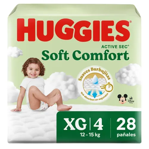Pañales Huggies Soft Comfort Etapa 4/XG - 28 Unidades