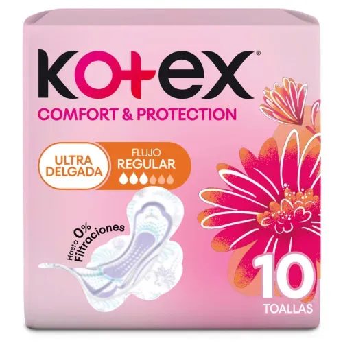 Toallas Femeninas Kotex Comfort y Protección -10Unidades