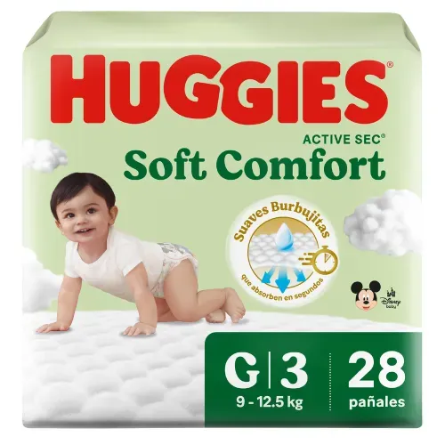 Pañales Huggies Soft Comfort Etapa 3/G - 28 Unidades