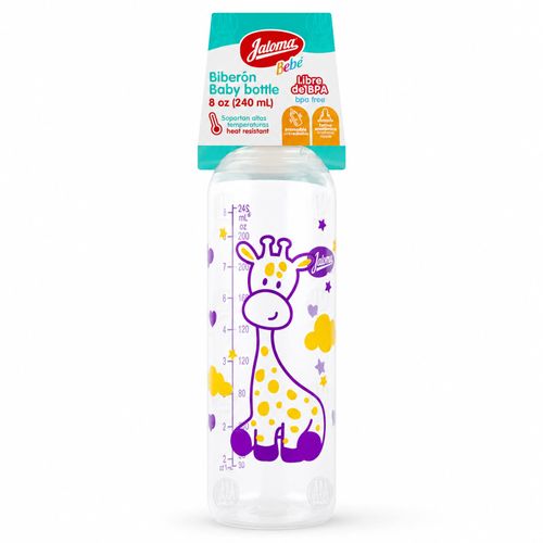 Biberón Jaloma con mamila de silicon jirafa 240 ml