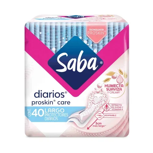 Protectores Diarios Saba Proskin Care Largos para flujo vaginal - 40 piezas