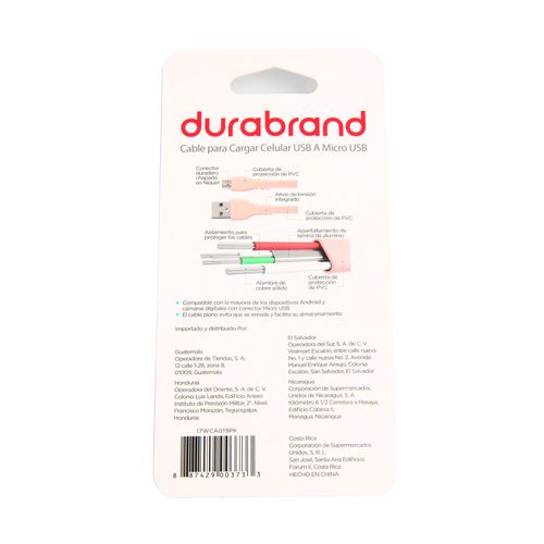 Cable Durabrand  Usb 3 Pies Rosado