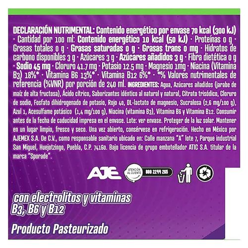 Rehidratante Sporade Blueberry 625ml