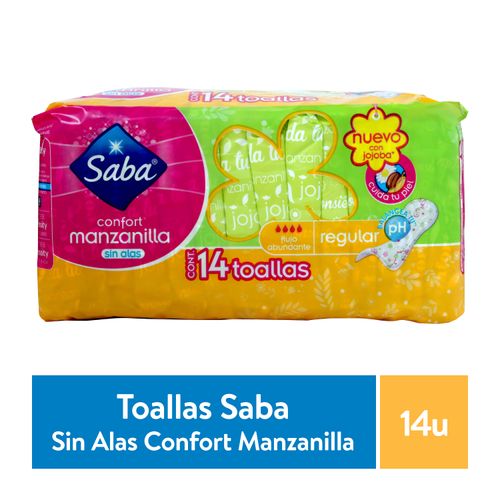 Toallas Saba confort manzanilla sin alas - 14 Uds