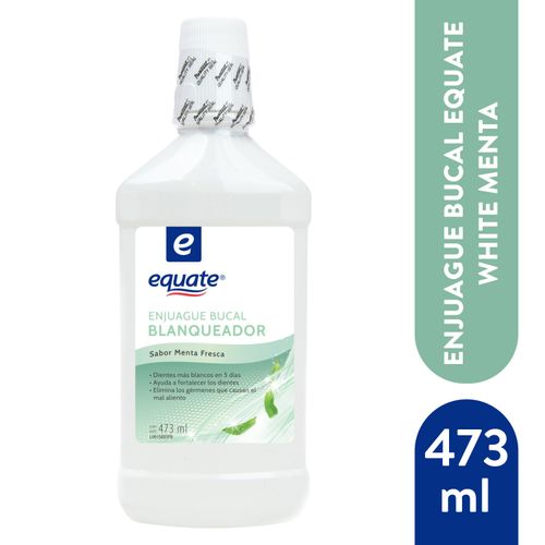 Enjuague Bucal Equate Glowing White Rinse Menta - 473 ml