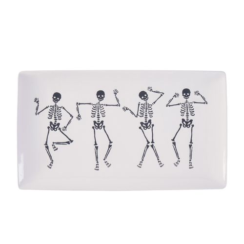 Plato Way To Celebrate de esqueletos de cerámica premium Halloween